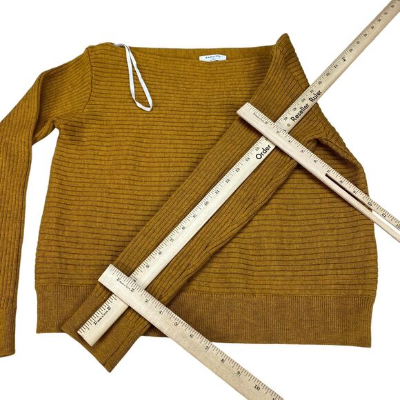 Aritzi Babaton 100% Merino Wool Sweater Womens M Yellow  Ribbed - Picture 3 of 15